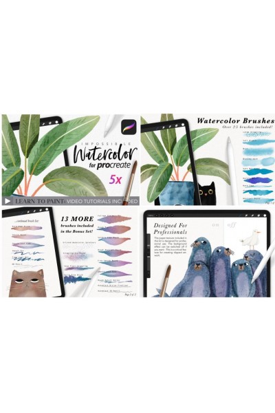 Реалистичные акварельные кисти для Procreate / Amazing Watercolor Painting kit for Procreate. DrifterStudio