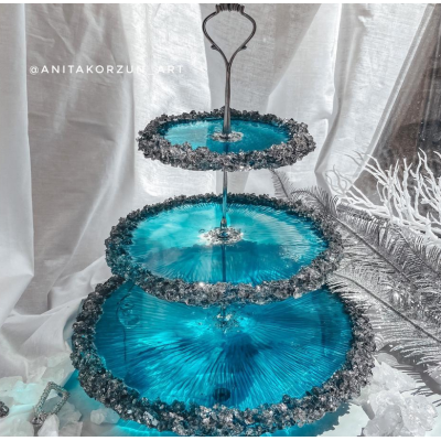 Видеокурс "Этажерка из жидкой смолы с эффектом прожилок". Анита Корзун