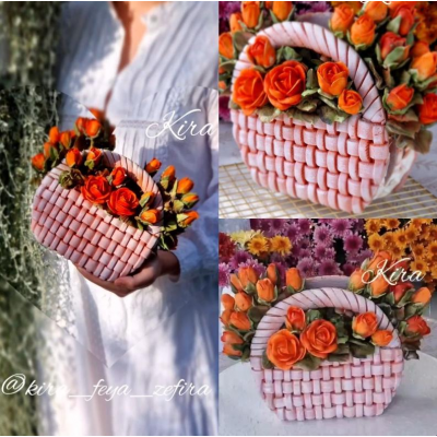 Сумочка корзинка с розами. Кира Ковальская