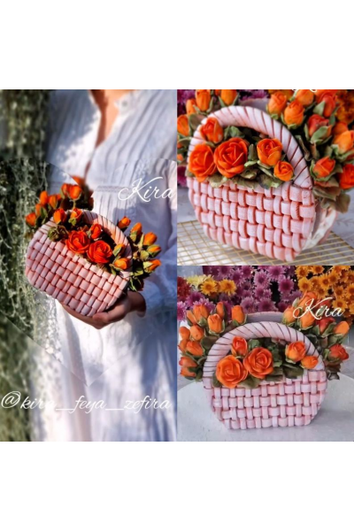 Сумочка корзинка с розами. Кира Ковальская