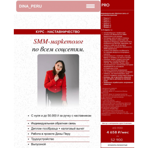 SMM-маркетолог по всем соцсетям. Курс-наставничество. Дина Перу SMM-маркетолог по всем соцсетям. Курс-наставничество. Дина Перу