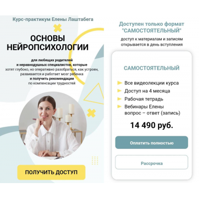 Основы нейропсихологии 2.0. Тариф Самостоятельный. Елена Лаштабега