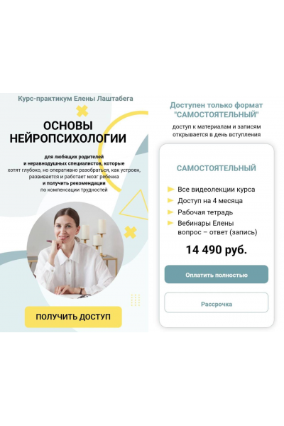 Основы нейропсихологии 2.0. Тариф Самостоятельный. Елена Лаштабега