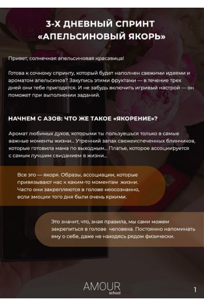 3-х дневный спринт Апельсиновый якорь