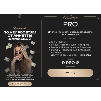 Интенсив по нейросетям. Тариф Pro. Анетта Дамаева