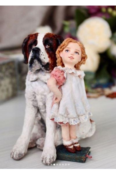 Я выше - девочка и сенбернар. Татьяна Броницкая Ватная игрушка