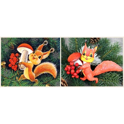 Рыжик - белочка с новогодней открытки. Татьяна Броницкая  Ватная игрушка