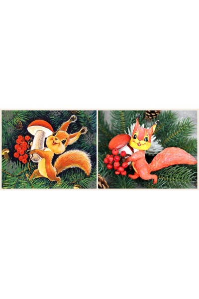 Рыжик - белочка с новогодней открытки. Татьяна Броницкая  Ватная игрушка