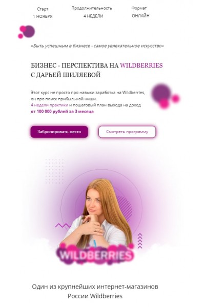 Бизнес - перспектива на Wildberries. Тариф Масштабный Wildberries. Дарья Шиляева