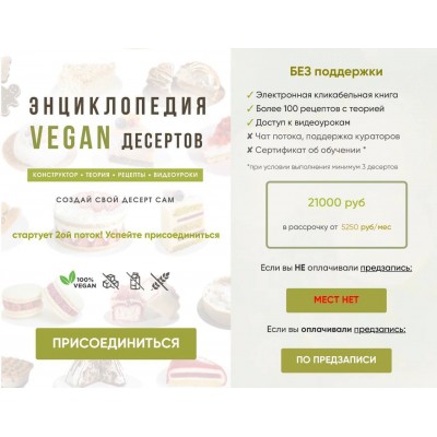  Энциклопедия VEGAN десертов. Тариф Без поддержки. Мария Липская 