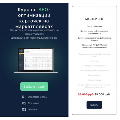 Курс по SEO-оптимизации карточек на маркетплейсах. Тариф Мастер SEO. Руслан Дворецкий, Moneyplace