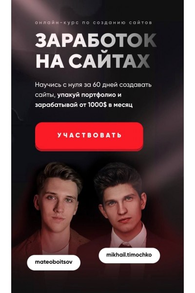 Заработок на сайтах. Михаил Тимочко, Матвей Бойцов