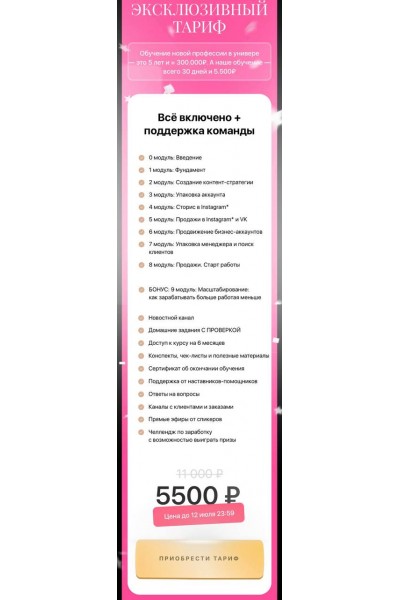 Стань менеджером Insta + VK за 30 дней. Тариф - Все включено + поддержка команды. Алина Акилова