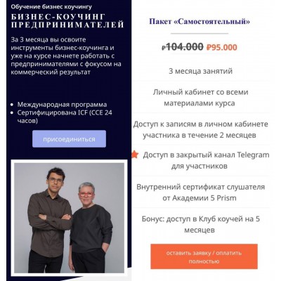 Бизнес-коучинг предпринимателей. Пакет Самостоятельный. Ольга Рыбина, Юрий Мурадян, 5 PRISM