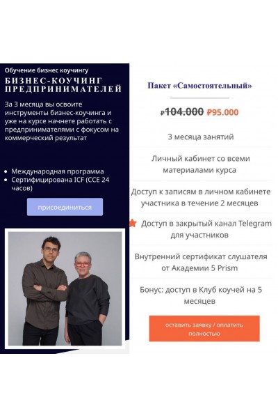 Бизнес-коучинг предпринимателей. Пакет Самостоятельный. Ольга Рыбина, Юрий Мурадян, 5 PRISM