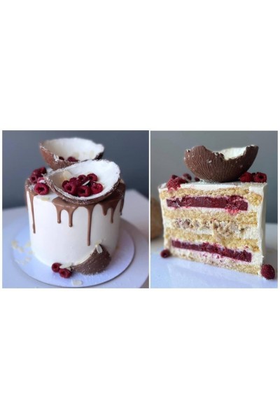 Бисквитный торт Кокос-Малина-Миндаль. Александра Голобородько, cakealeks