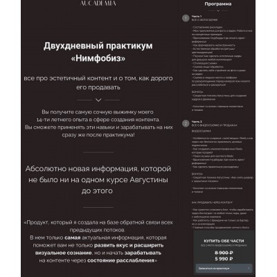 Двухдневный практикум "Нимфобиз"