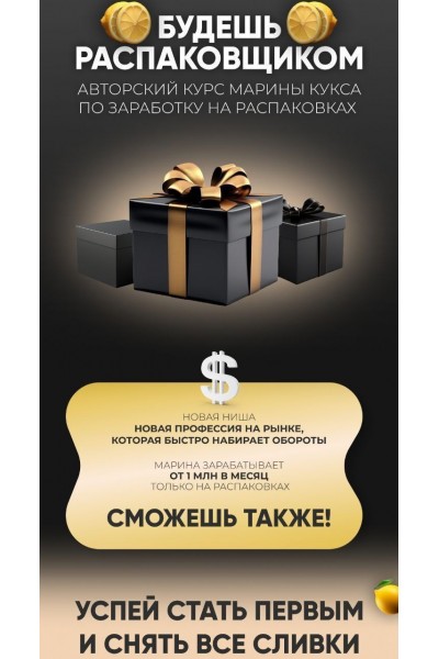 Будешь распаковщиком. Марина Кукса